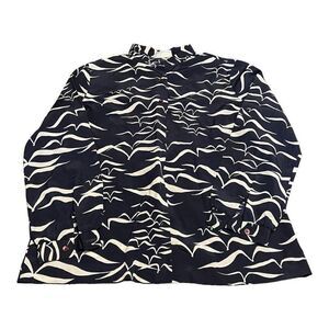 Lanvin Paris New York Long Sleeve Button Seagull Abstract Nautical Bird Shirt 14